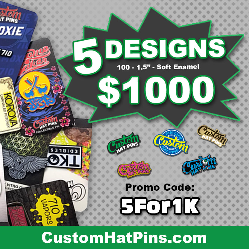 5 Designs- Buy 4 Get One Free! - Custom Hat Pins