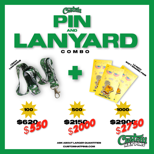 Lanyard Combo - 100Pin and Lanyard Combo - 100 of each - Custom Hat PinsCustom Hat Pins